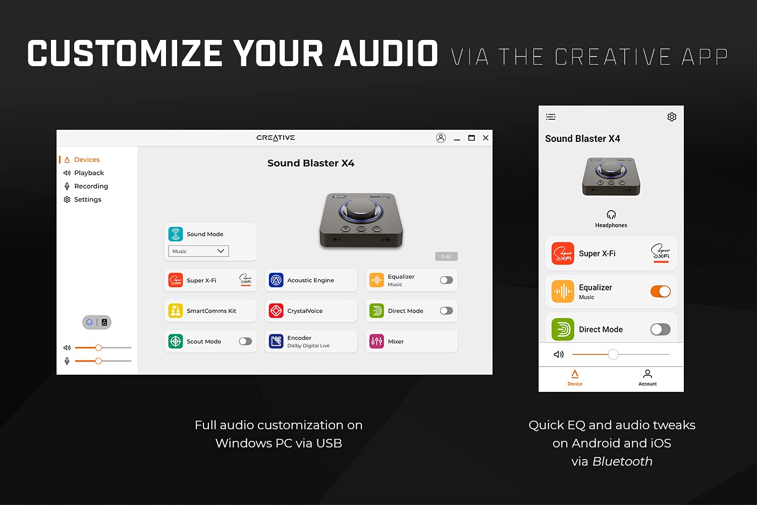 Creative Sound Blaster X4 Hi-Res 24bit/192kHz DAC USB Externo y Tarjeta de Sonido Amp, Multicanal, Sonido Surround Discreto 7.1, Entrada de Cascos para PC, Mac - Image 7