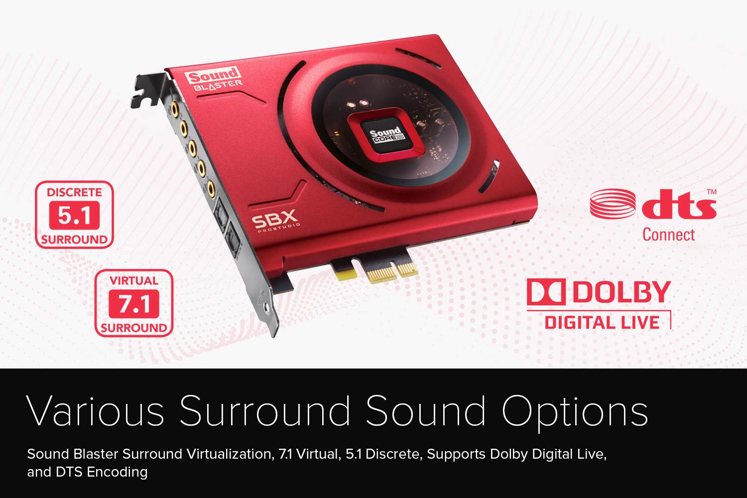 Creative Sound Blaster Z SE Internal PCI-e Gaming Sound Card and DAC, 24-bit / 192 kHz, 116 dB SNR, ASIO, 600Ω Headphones Amp, Mic EQ, Discrete 5.1 / Virtual 7.1, Supports Dolby Digital Live, DTS - Image 4