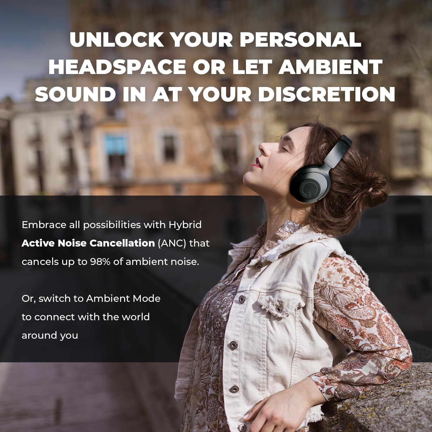 Creative Zen Hybrid Pro Wireless Over-Ear Headphones with LE Audio, with Up to 100 Hours (ANC Off), Hybrid Active Noise Cancellation, Ambient Mode, Powerful Audio, Bluetooth 5.3, Built-in Mic - Image 5